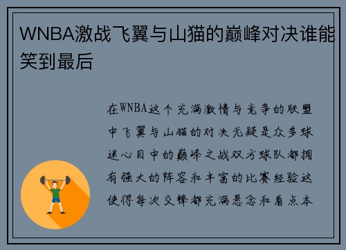 WNBA激战飞翼与山猫的巅峰对决谁能笑到最后